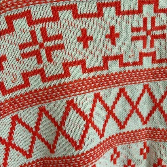 Ichi Cotton Blend Orange and White Patterned Sweater - Picture 3 of 6
